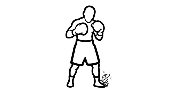 Tiny Gnome Taunts Giant Boxer, David vs Goliath Concept
