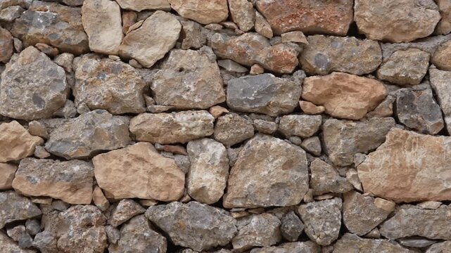 Stone wall showing rustic masonry texture background pattern	