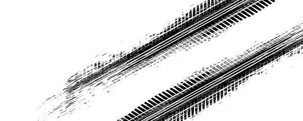 Auto tire tread grunge element. Car and motorcycle tire pattern, wheel tyre tread track. Black tyre print. © sunarti