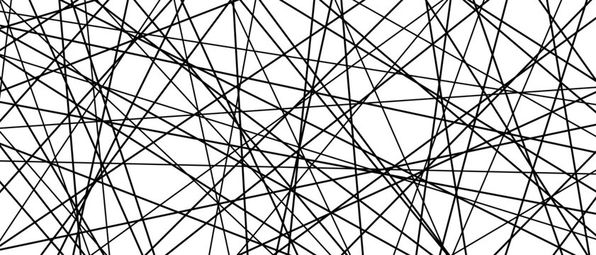 Straight random chaotic geometric lines form striking abstract vector pattern with irregular angles chaotic arrangement create bold monochrome texture creative contemporary illustration background.