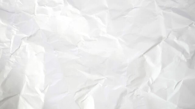 White paper crumpled sheet stop motion abstract background looping animation 4k