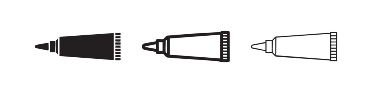 Tube Packaging Icons - Glue, Cream or Ointment Container Symbol