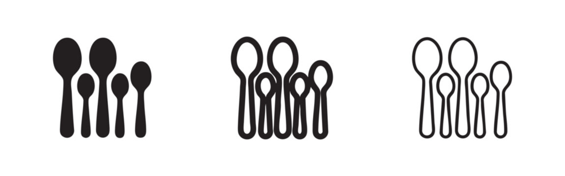 Kitchen Spoon Icons - Cutlery Set and Tableware Symbol