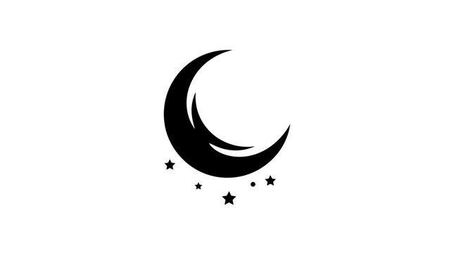 Moon crescent symbol signifies a celestial night theme for artistic compositions.