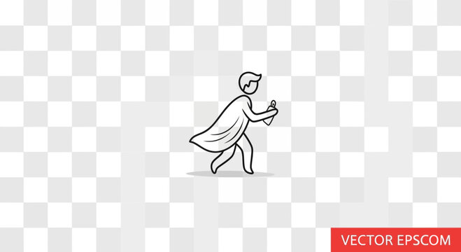 Superhero Stick Figure Running with Spray Paint Can and Cape