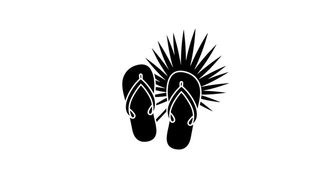 Black flip flops with sun.