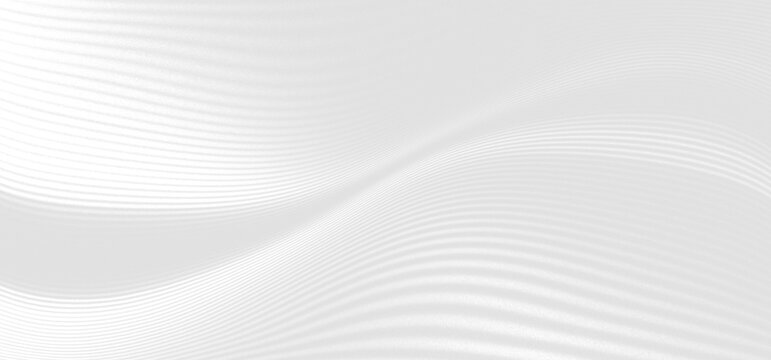 clean, elegant, and minimalist abstract digital art background featuring a combination of white and light gray with thin, wavy lines flowing horizontally with a very soft, organic curvature