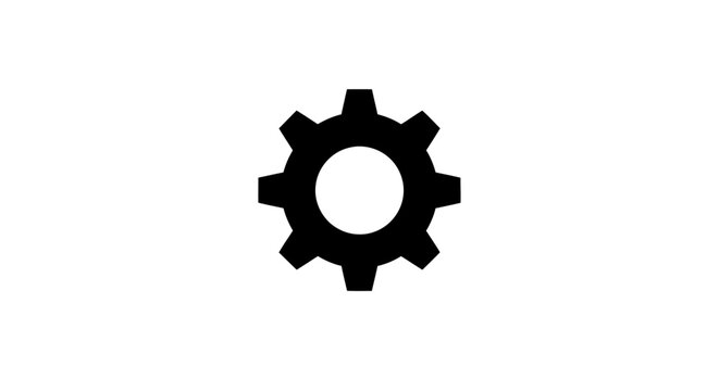 Black gear icon on white background.