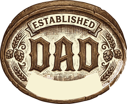 Established dad wood grain emblem illustration
