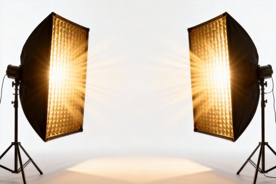 Two studio softbox lights on stands