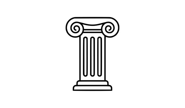 Ancient Greek Ionic Pillar Outline Icon Clean Minimal Vector Illustration
