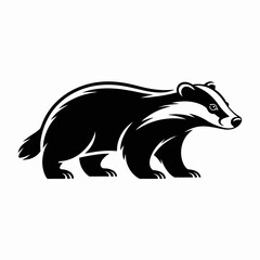 European Badger Side View Black and White Vector Illustration © Riyad