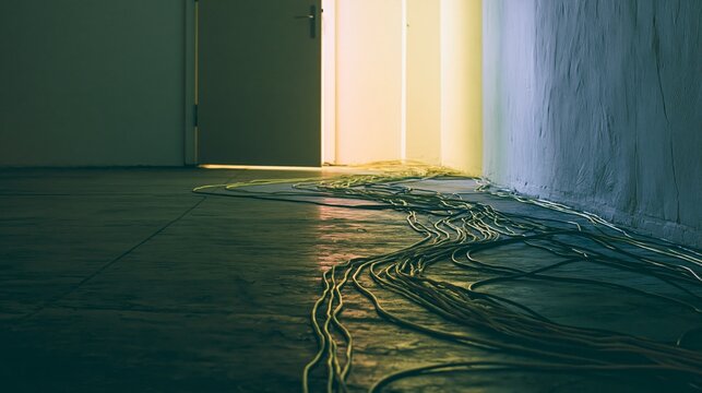 Data Leads Scattered in Dark Interior