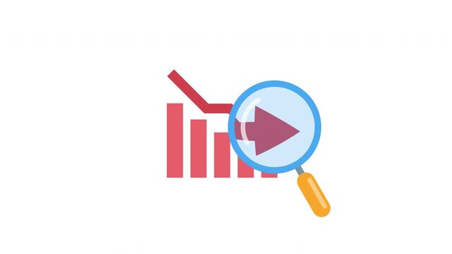 Infinity Loop Magnifier Inspecting Static Decline Business Graph Animation Prores Alpha Channel 4K 60fps