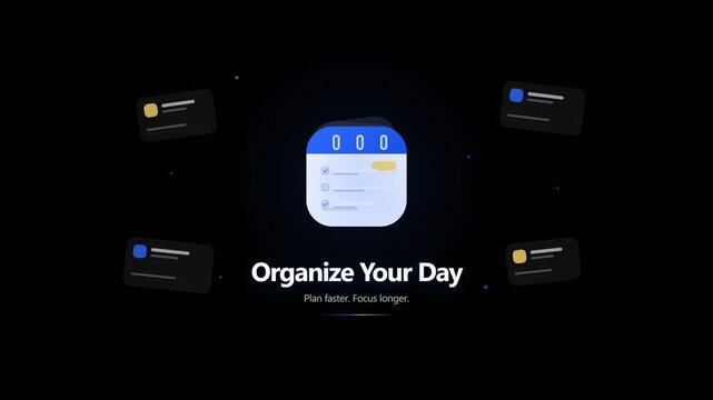 Animated Productivity App Icon with UI Elements