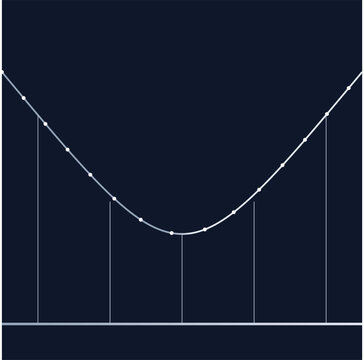 Minimalist technical blueprint showing suspension bridge cable and hanger structural system on dark background illustration