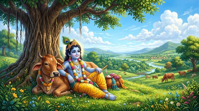 festival of happy shree krishna janmashtami abstract design background.