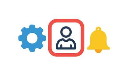 Fototapeta premium settings gear user profile and notification bell icons