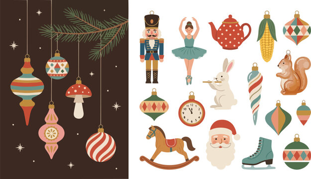 Christmas, holiday, winter, festive icons, 20 elements, vector illustrations, ornaments, decorations
