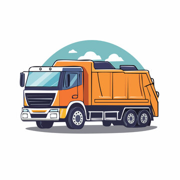 Illustration of an orange garbage truck