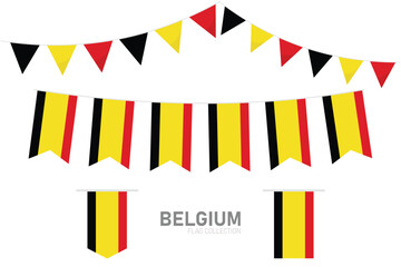 Obraz premium Belgium national flag collection, Flag garlands festive bunting triangle banners and hanging flag