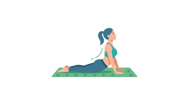 Woman doing Cobra Pose on mat.