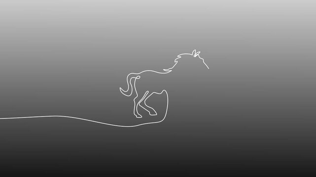 Minimalist Continuous Line Horse Drawing natural rope movement style