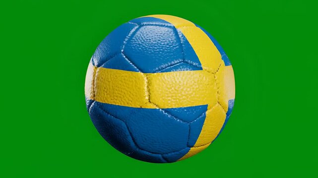 Sweden Flag Soccer Ball Isolated on Green Screen Background.