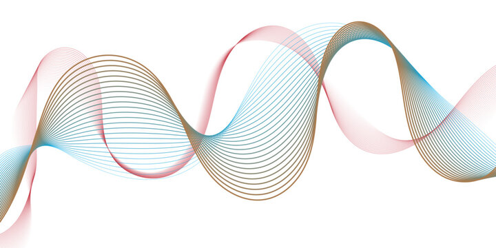 bstract flowing wave lines in gradient colors of soft blue and golden yellow on a white background, smooth curves creating a sense of motion and harmony, minimalistic modern design, elegant and airy