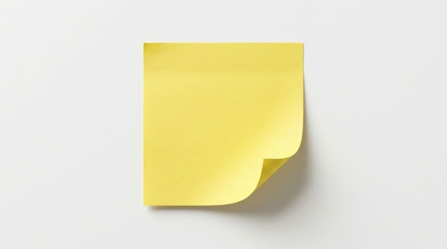 Yellow Sticky Note on a White Background for Creative Ideas