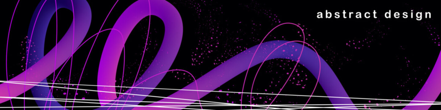 abstract banner with a lilac gradient line on a black background. dynamic horizontal background of an abstract design. stock vector illustration. EPS 10.