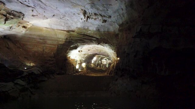 Underground river in Phong Nha Cave Vietnam limestone cavern