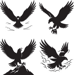 Fototapeta premium Roc Silhouette SVG Bundle – 4 Earth Shaking Giant Bird Poses for Arabian Mythology Art & Epic Fantasy Prints