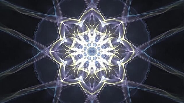 Intricate glowing mandala design on dark background.