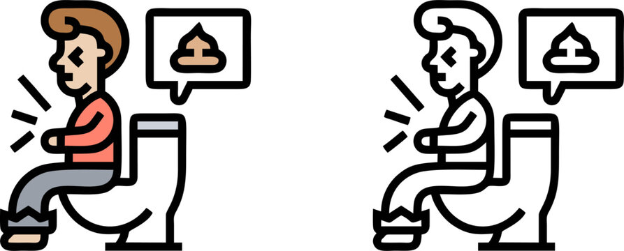 Person Sitting On Toilet Bathroom Problem Icon Vector Illustration