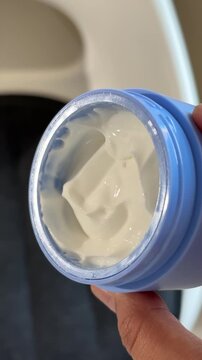 Footage video lotion on packaging close up detail texture