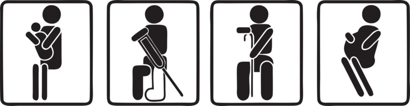 Priority Seat Passenger Safety Instruction Icon Vector Illustration