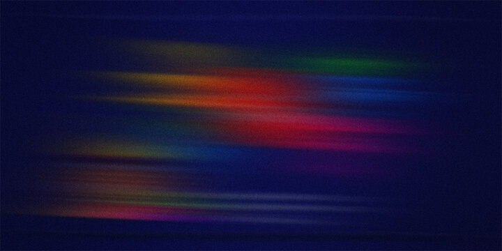 Dynamic motion blur background with vibrant horizontal streaks of red blue and orange light on dark navy blue textured base layer.