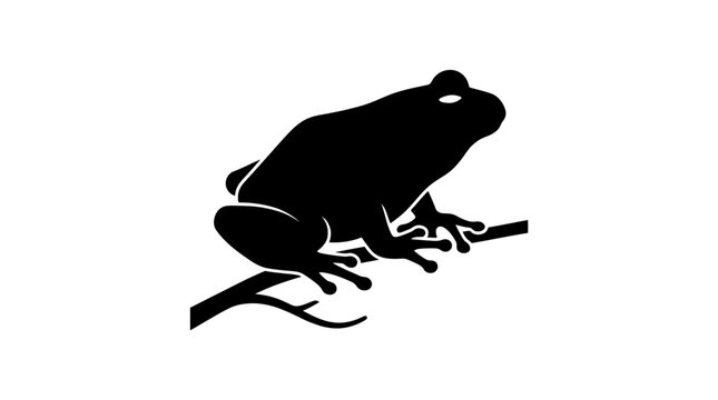 Black silhouette of a frog sitting.