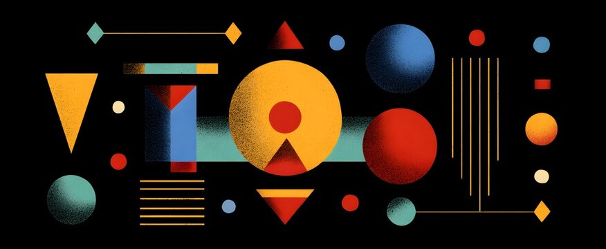 Meaning conveyed through abstract shapes and symbolic representations.