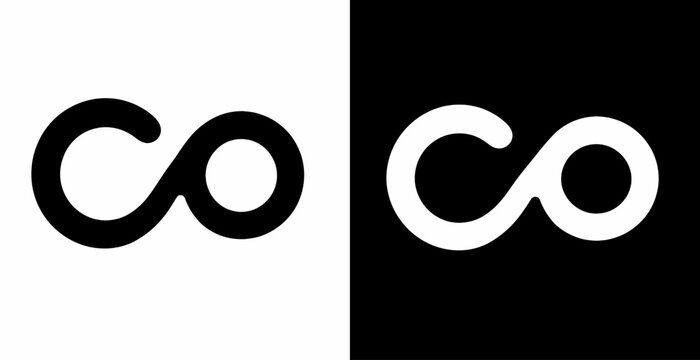 Infinity symbol in black and white for concepts of eternity