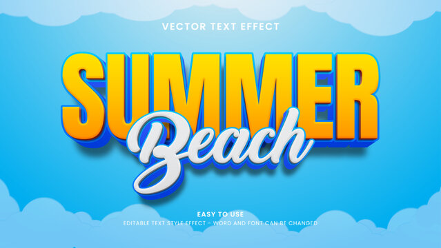 summer beach editable text effect 3d vector