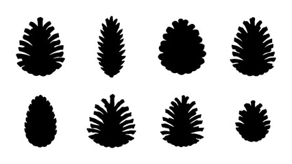 Pine Cone Silhouettes, Nature Elements, Forest Icons, Botanical Graphics, Winter Decor © Rashed