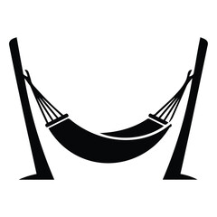 Summer hammock vector illustration on stands for relaxation isolated on white background. © MDRABIUL