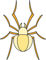 Fototapeta premium Yellow arachnid spider with eight legs and a simple outline web icon
