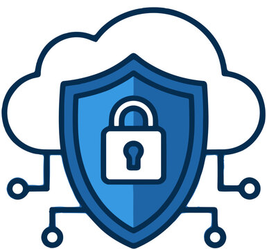 Cloud Security Shield And Padlock Data Protection Vector