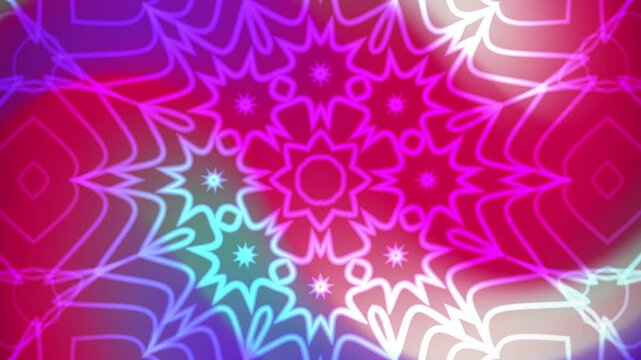 Neon pink and blue mandala overlay ideal for backgrounds, textile designs, product packaging, and psychedelicthemed projects, giving a modern touch.