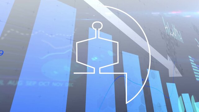 Top-right arc drawing, strokes forming robot badge, circle filling, AI appearing, branding chart