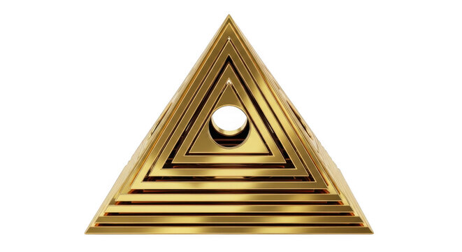Golden pyramid symbol with all-seeing eye illustration