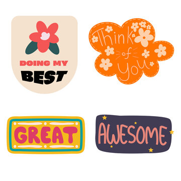 Positive Affirmation Stickers with Motivational Quotes and Floral Accents